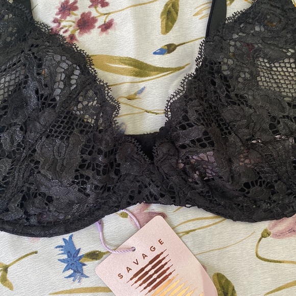 Savage X Fenty intimates womens bra size 36C Black Lace Underwire bra st… - Picture 2 of 6
